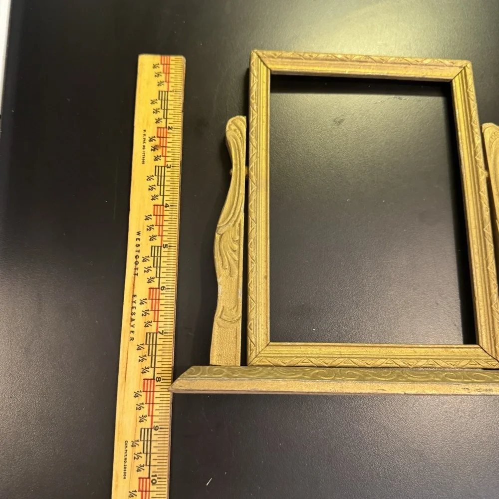 Vintage Gold Wood Art Deco Carved Design Picture Frame Tabletop Stand